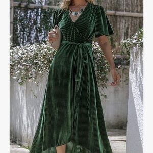 Elegant Green Wrap Dress